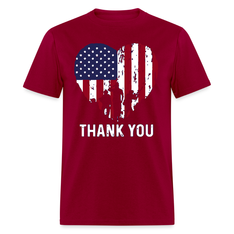 Thank You Veterans Patriotic T Shirt - dark red