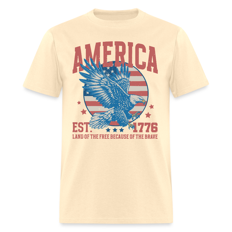 America Est. 1776 Land Of The Free T Shirt - natural