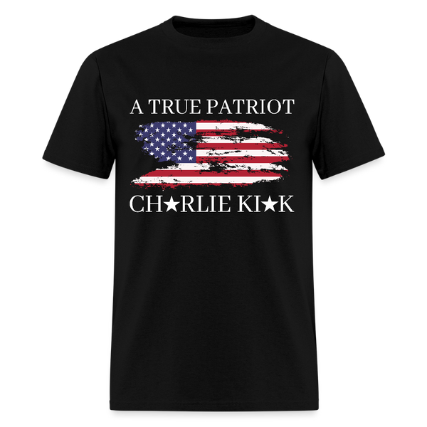 Charlie Kirk A True Patriot USA Flag T Shirt - black