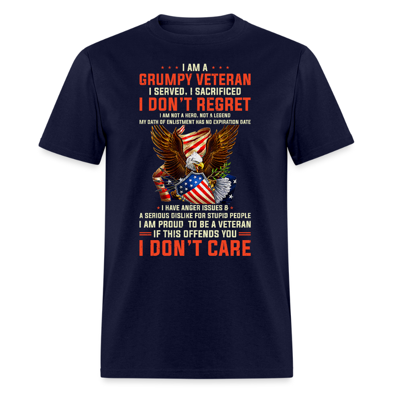 I Am A Grumpy Veteran T Shirt - navy