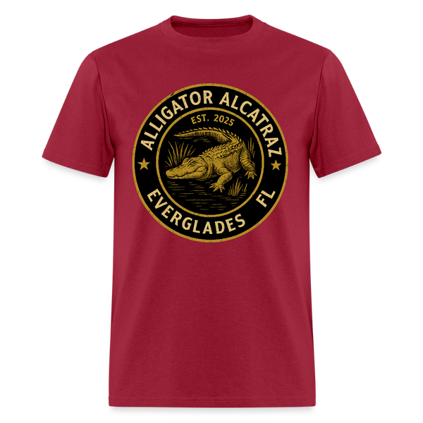 Alligator Alcatraz Everglades Florida Est. 2025 Front Print T Shirt - dark red