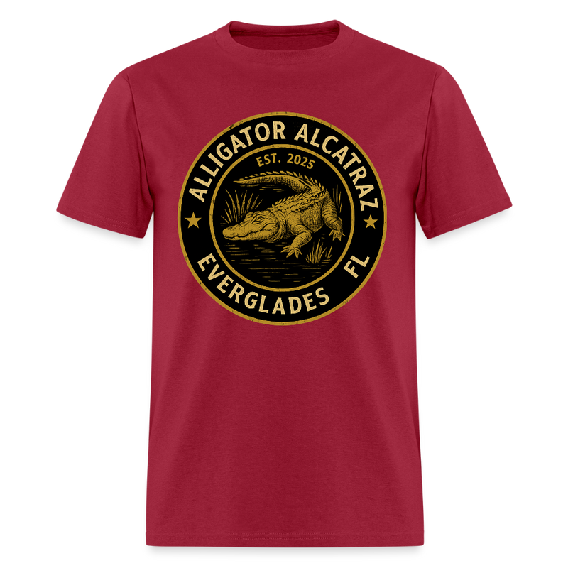 Alligator Alcatraz Everglades Florida Est. 2025 Front Print T Shirt - dark red