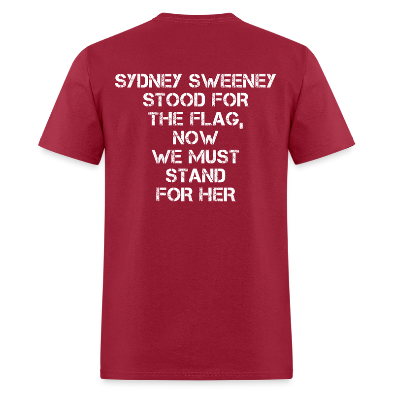 Sydney Sweeney Stood For The Flag T Shirt - dark red