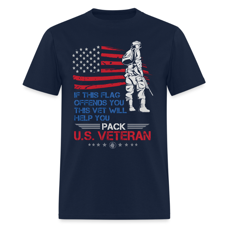 If This Flag Offends You This Vet Will Help You T Shirt - navy
