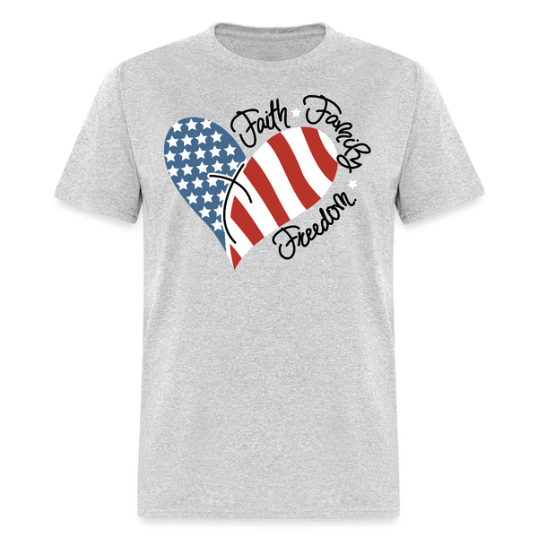 Faith Family Freedom American Flag T Shirt - heather gray