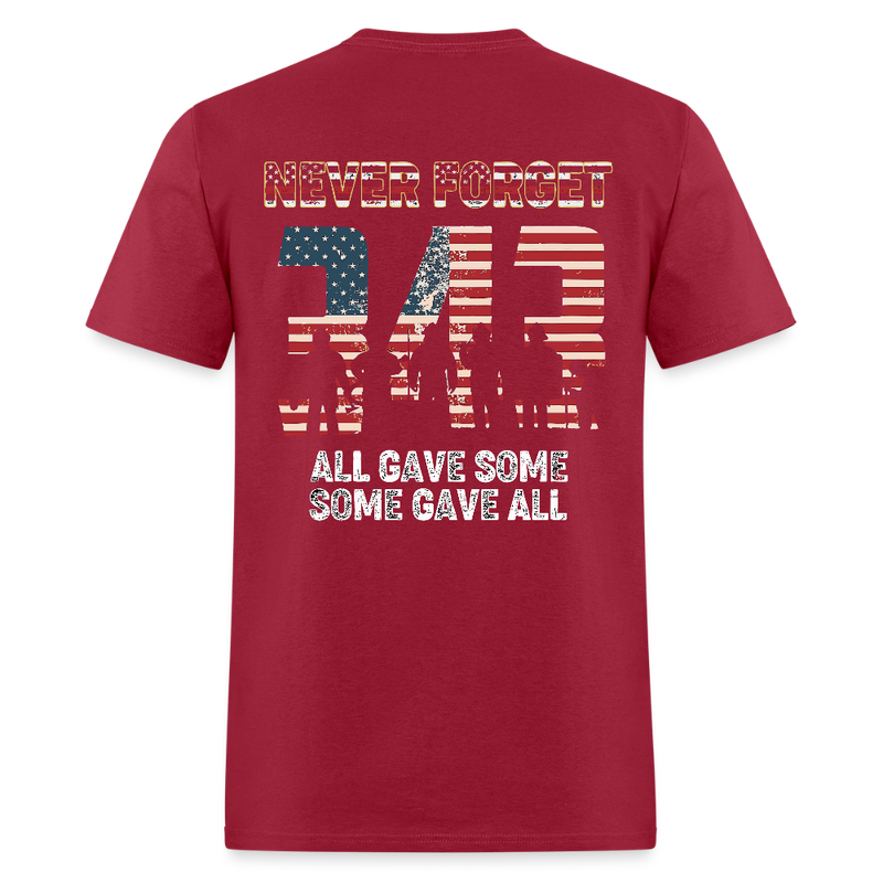 Firefighter September 11 Never Forget 343 T Shirt - dark red