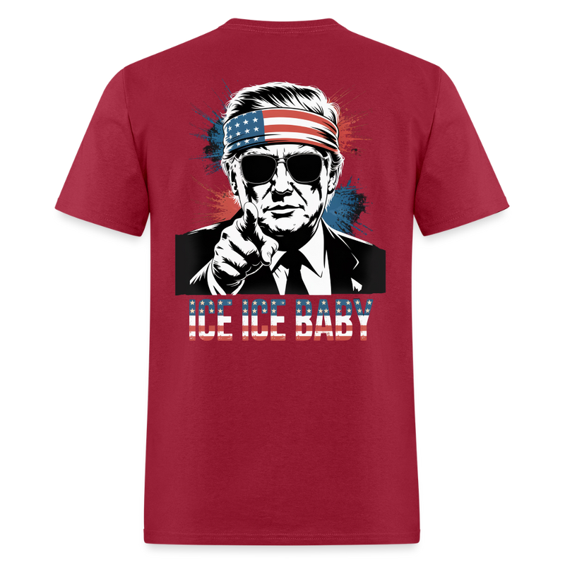 Ice Ice Trump Baby American Flag T Shirt - dark red