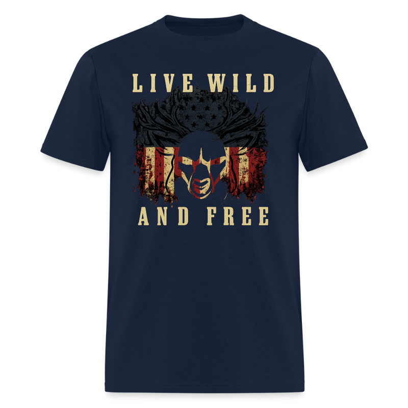 Live Wild and Free Hunting T Shirt - navy