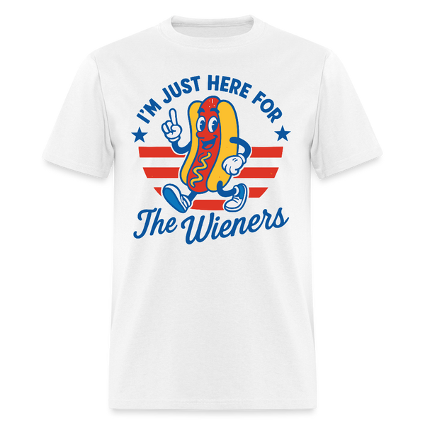 I'm Just Here For The Wieners T Shirt - white