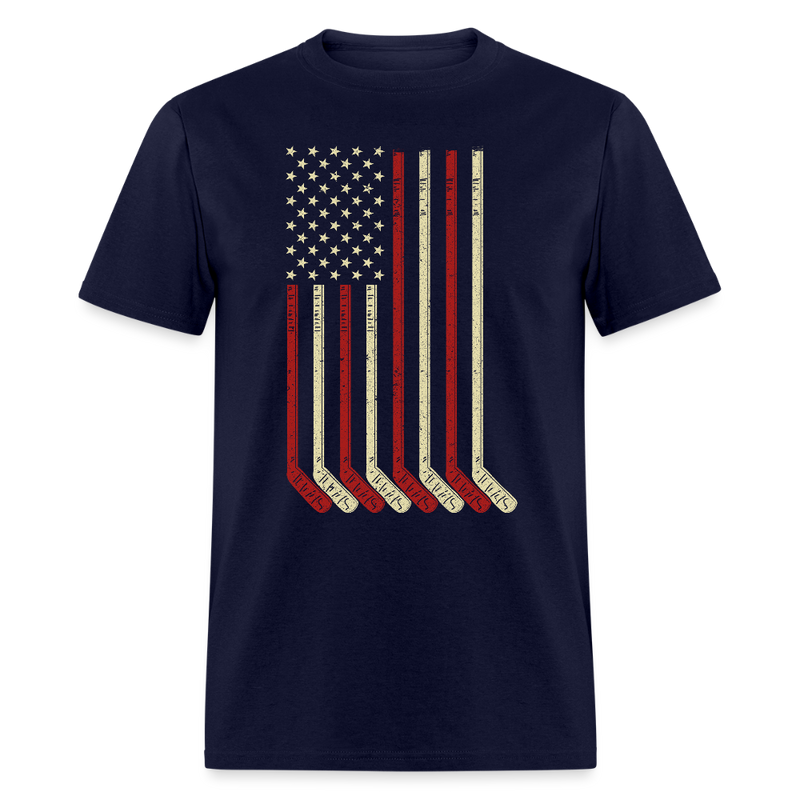 USA Flag Patriotic American Hockey T Shirt - navy