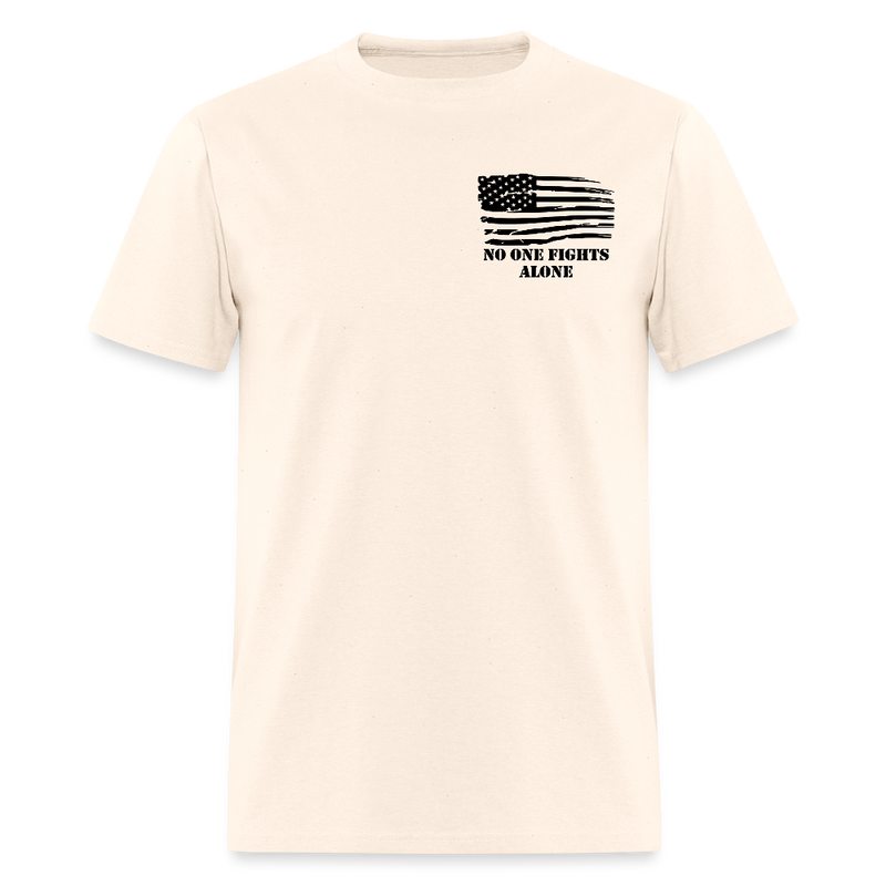 No One Fights Alone USA Flag & Tactical Tools Double Sided White T Shirt - natural