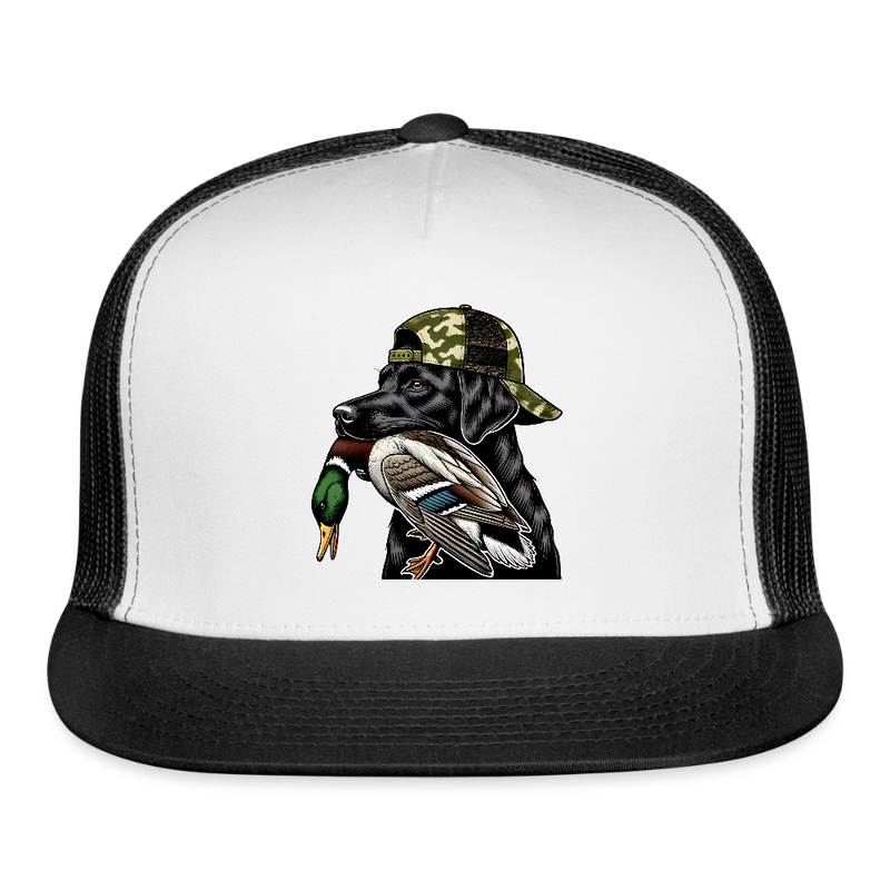 Labrador Hunting Dog Trucker Hat - white/black