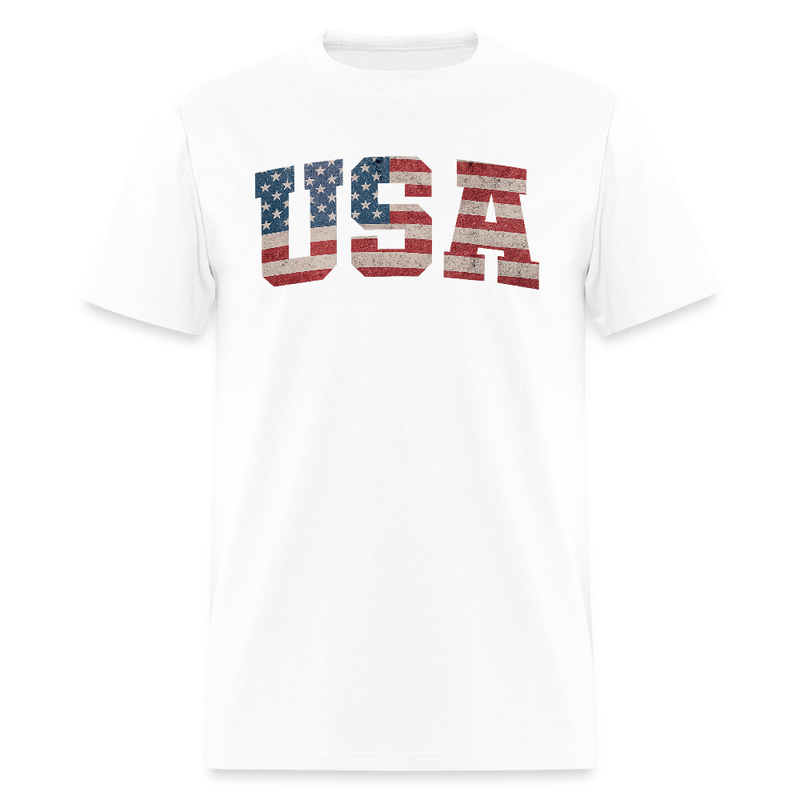 USA US Flag Patriotic 4th of July Retro T Shirt - white