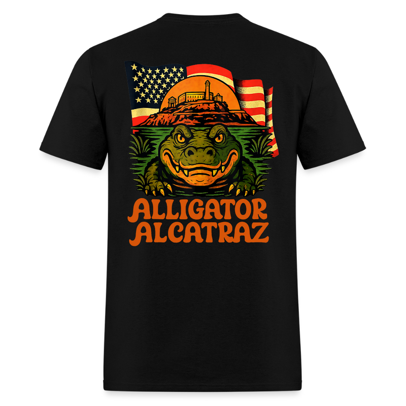 Alligator Alcatraz USA Flag T Shirt - black