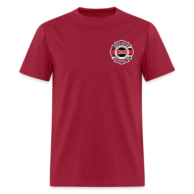 Forever In Our Hearts 343 New York's Bravest 2001 - 2025 T Shirt - dark red