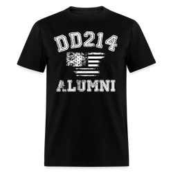 DD214 Alumni American Flag T Shirt - black