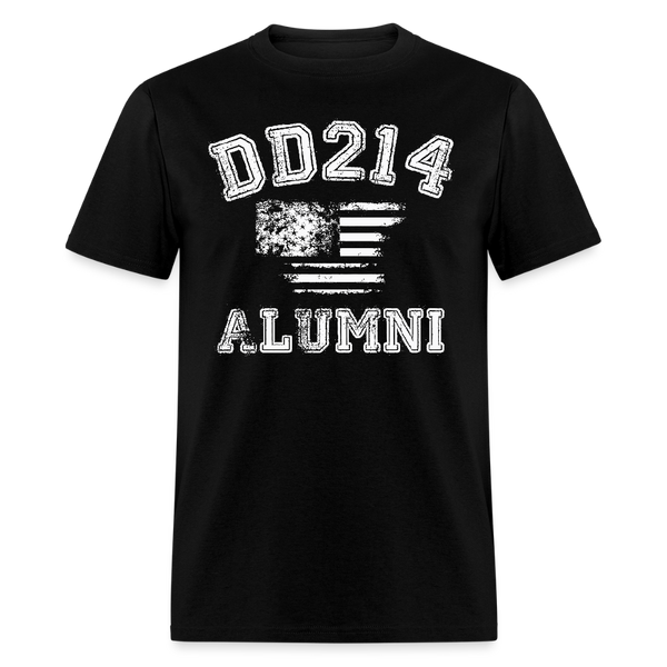 DD214 Alumni American Flag T Shirt - black