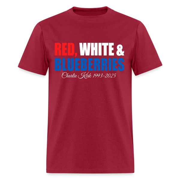 Red White and Blueberries Charlie Kirk 1993-2025 T Shirt - dark red