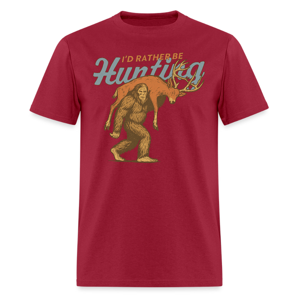 I'd Rather Be Hunting T Shirt - dark red