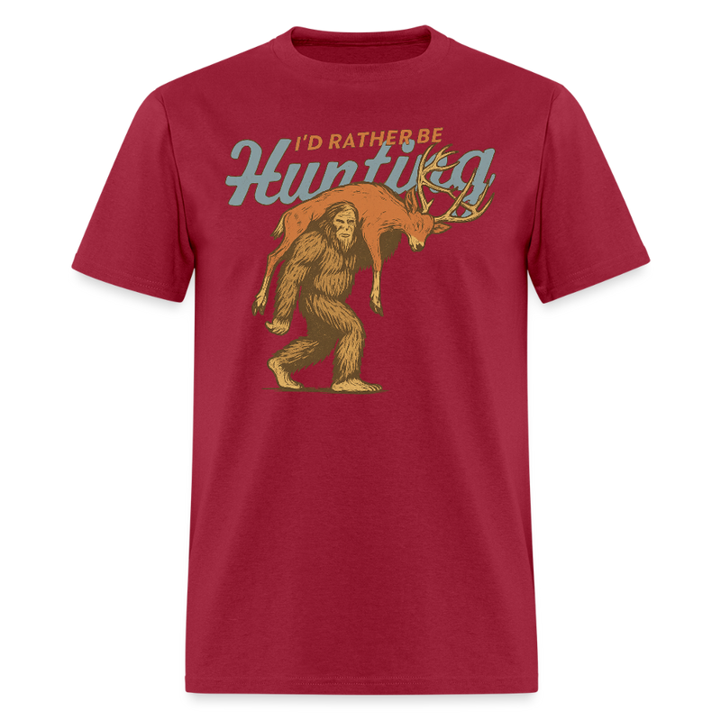I'd Rather Be Hunting T Shirt - dark red
