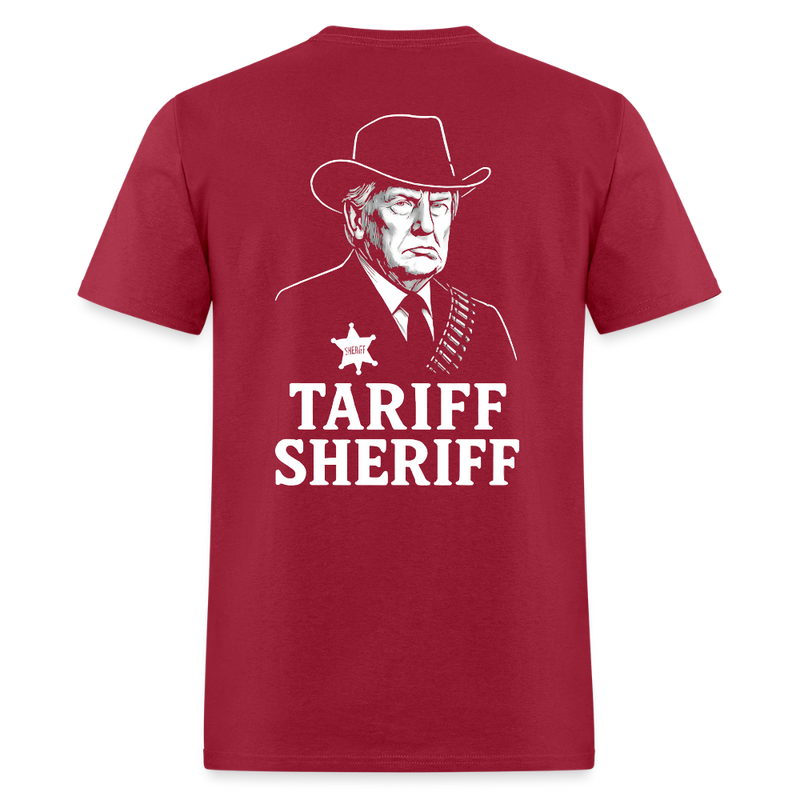 Trump Cowboy Tariff Sheriff T Shirt - dark red