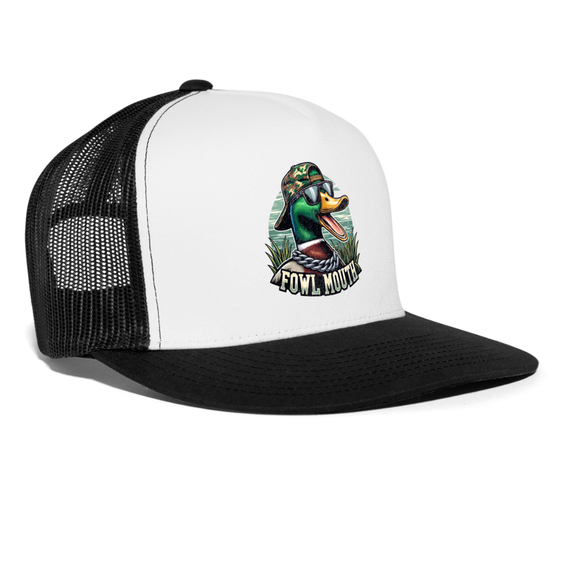 Fowl Mouth Trucker Hat - white/black
