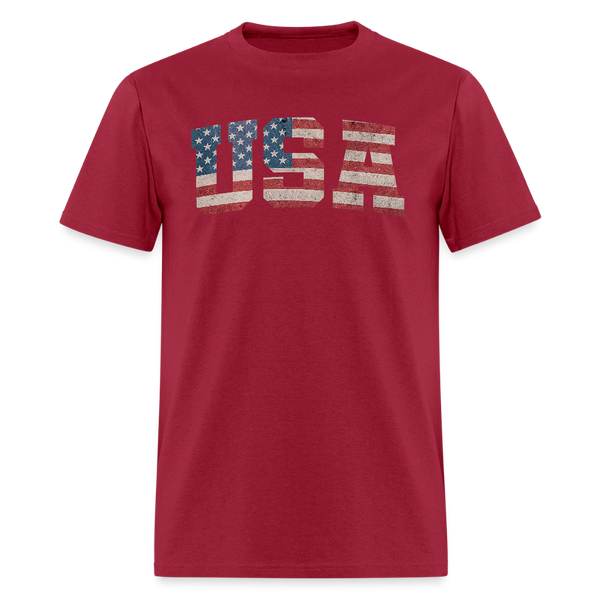USA US Flag Patriotic 4th of July Retro T Shirt - dark red