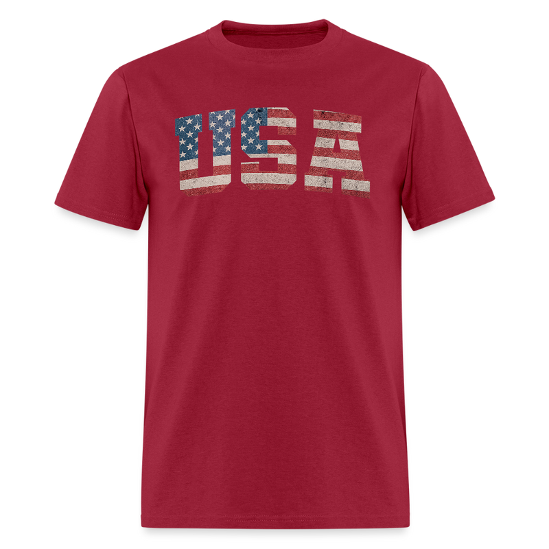 USA US Flag Patriotic 4th of July Retro T Shirt - dark red