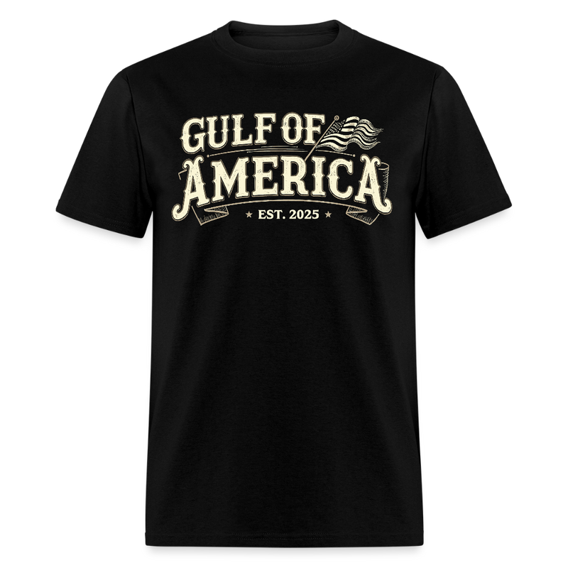 Gulf of America with American Flag Est. 2025 T Shirt - black