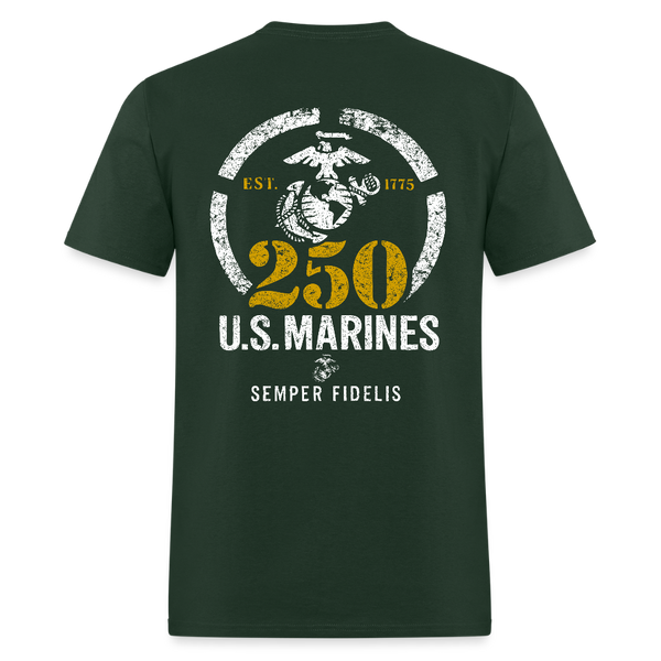 250th United States Marines Semper Fidelis Est. 1775 T Shirt - forest green