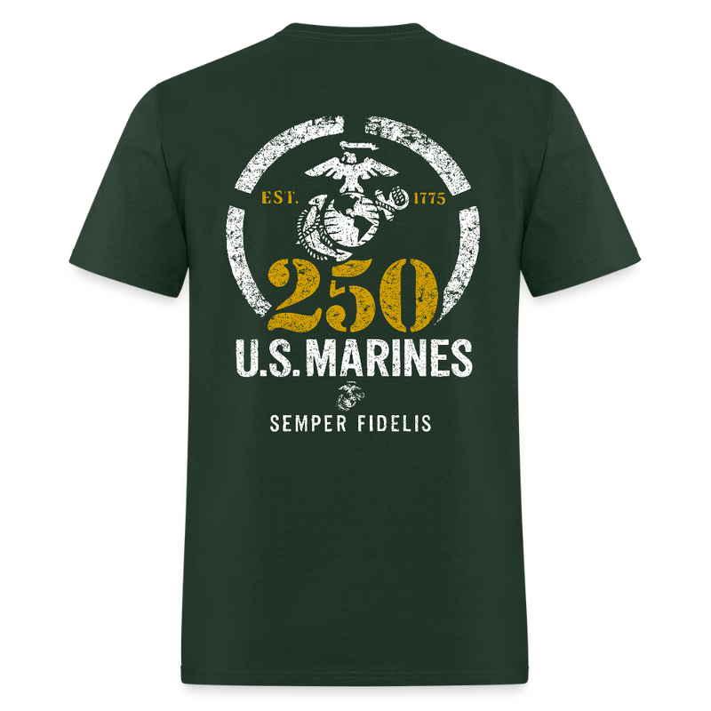 250th United States Marines Semper Fidelis Est. 1775 T Shirt - forest green