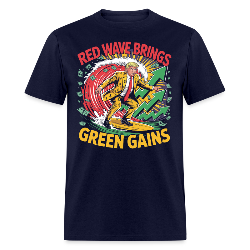 Red Wave Brings Green Gains T Shirt - navy