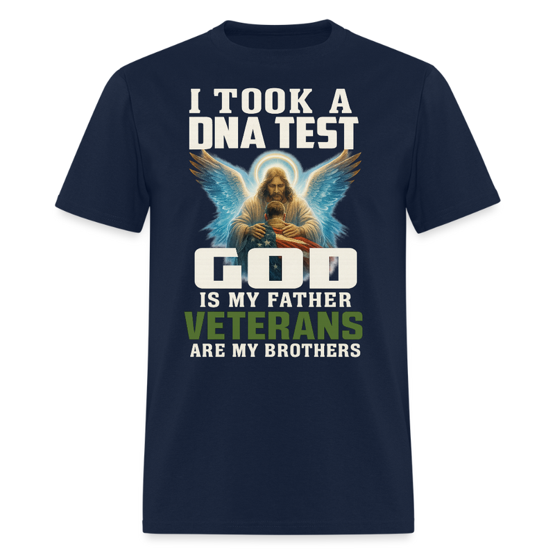 I Took a DNA and God is My Father Veteran T Shirt - 2 - navy