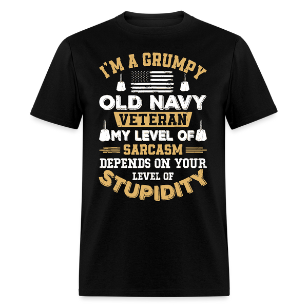 Grumpy Old Navy Veteran Patriotic T Shirt - black