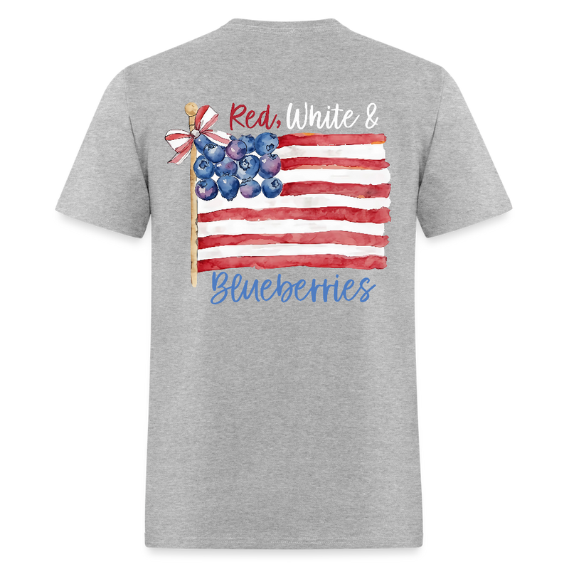 Freedom Red White & Blueberries Coquette Flag T Shirt - heather gray