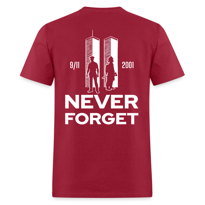 September 11 Police & Firefighter Tribute T Shirt - dark red