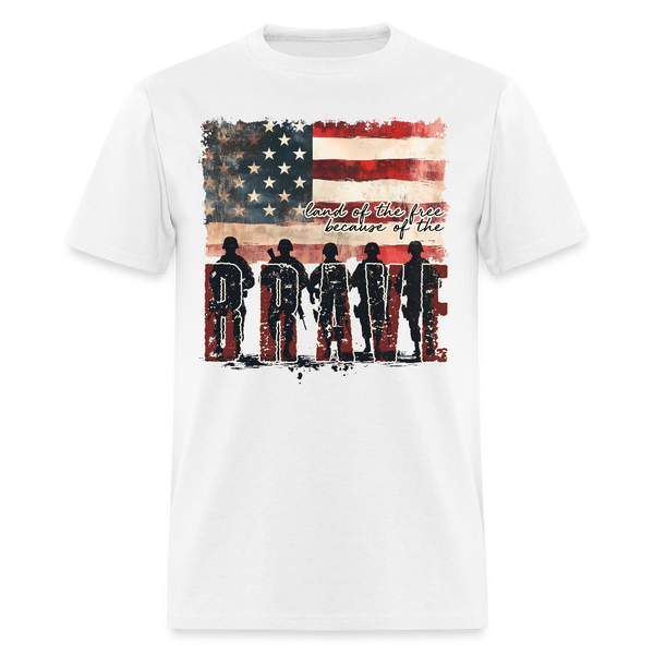 Land of the Free Because Of The Brave Memorial T Shirt - white