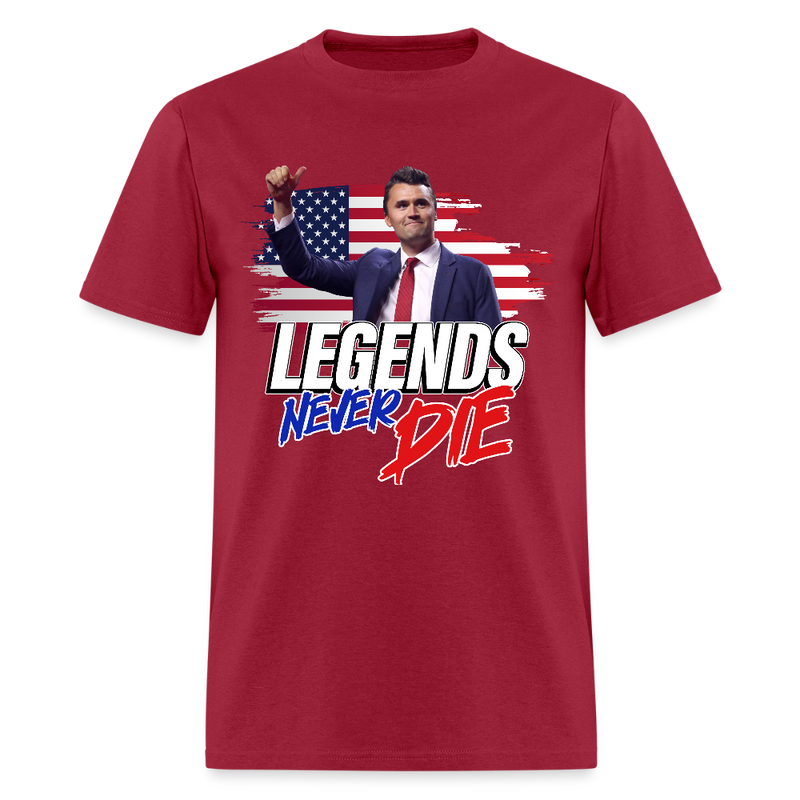 Legends Never Die Charlie Kirk T Shirt - dark red