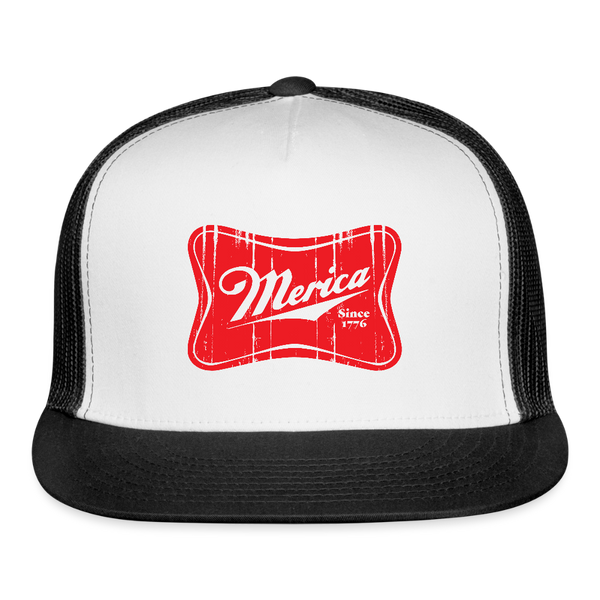 Merica Since 1776 Trucker Hat - white/black