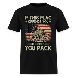 If This Flag Offends You I'll Help You Veterans Front Print T Shirt - black