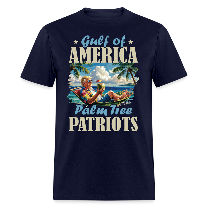 Gulf of America Palm Tree Patriots T Shirt - navy