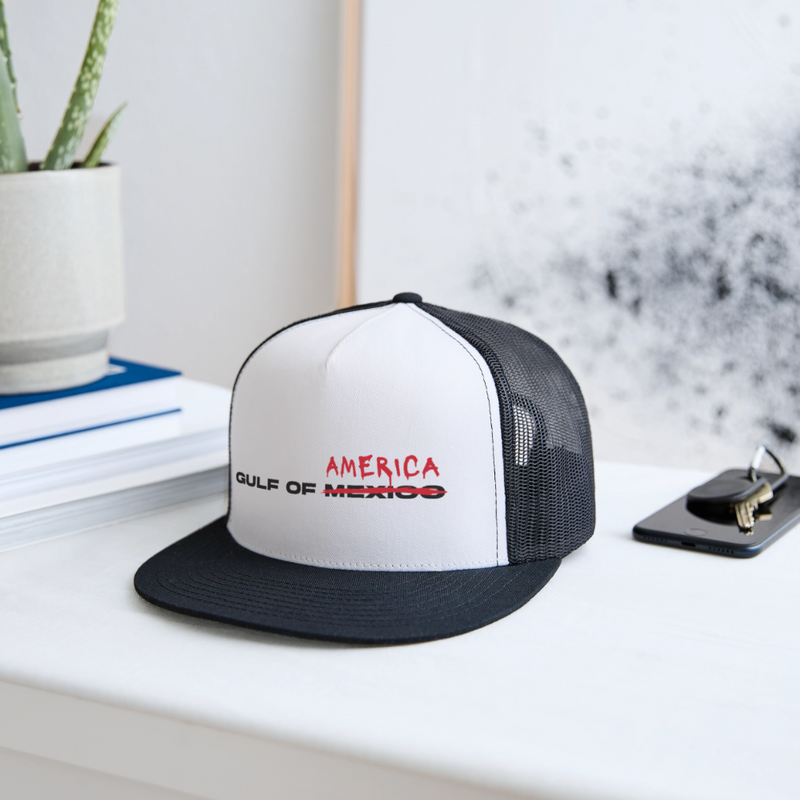Gulf Of America Not Mexico Trucker Hat - white/black
