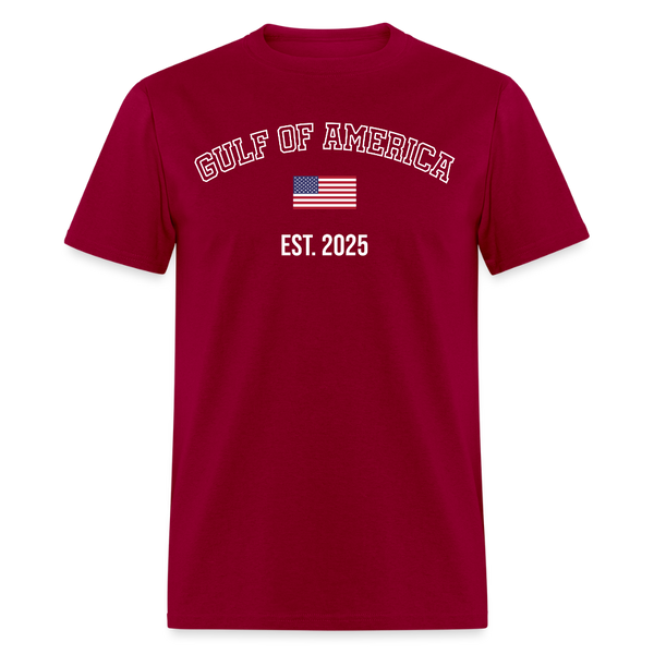 Gulf Of America USA Flag T Shirt - dark red