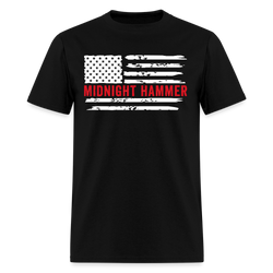 Midnight Hammer American Flag T Shirt - black