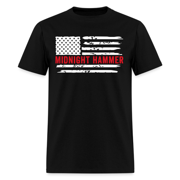 Midnight Hammer American Flag T Shirt - black