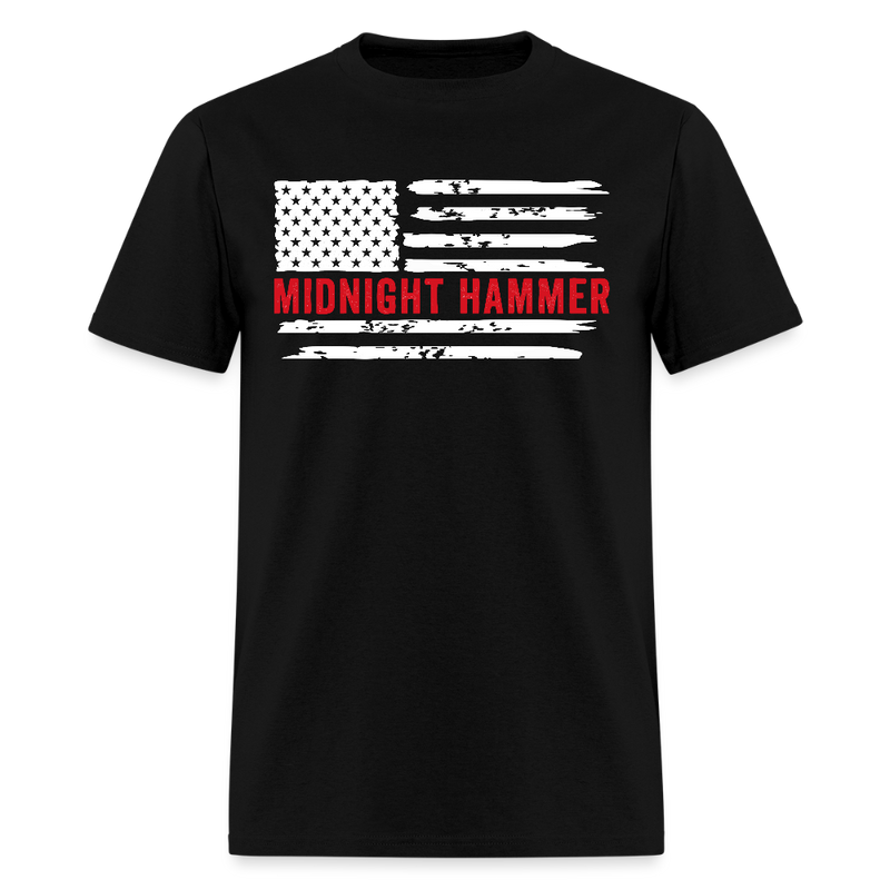 Midnight Hammer American Flag T Shirt - black