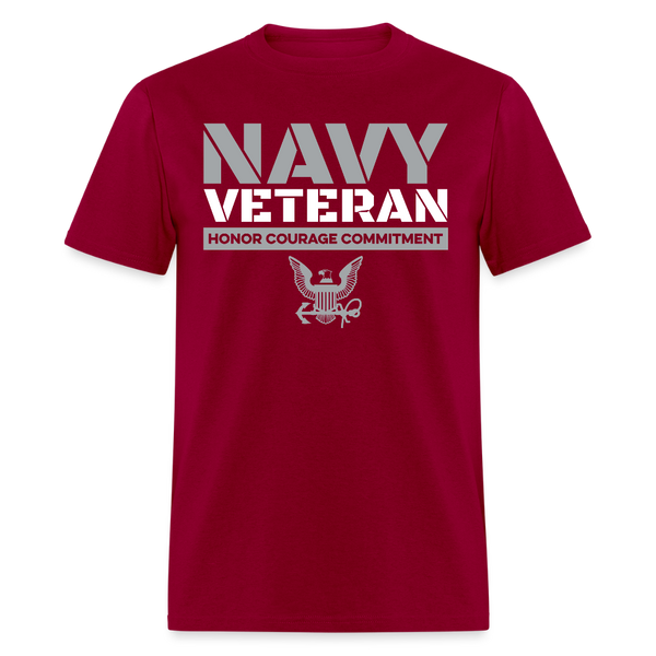 US Navy Veteran Honor Courage Commitment T Shirt - dark red
