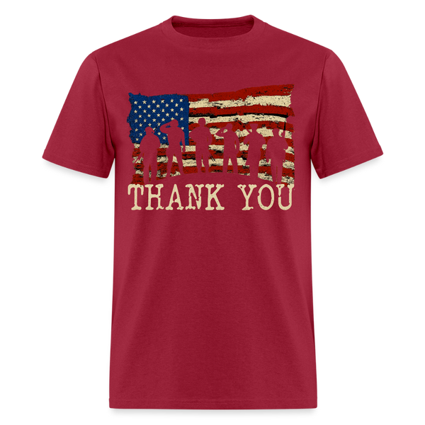Thank You Veterans US Flag T Shirt - dark red