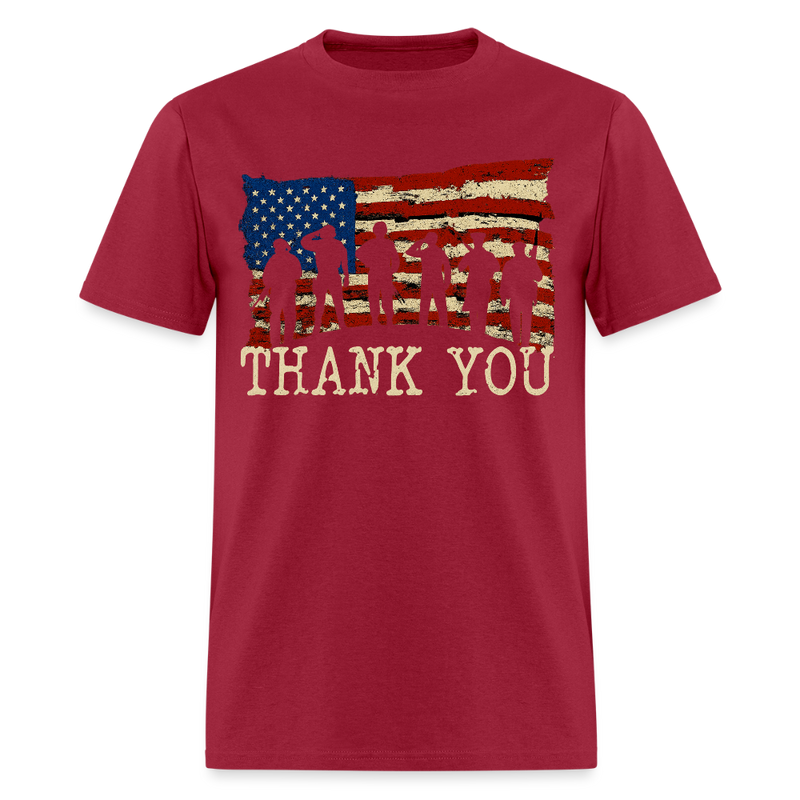 Thank You Veterans US Flag T Shirt - dark red