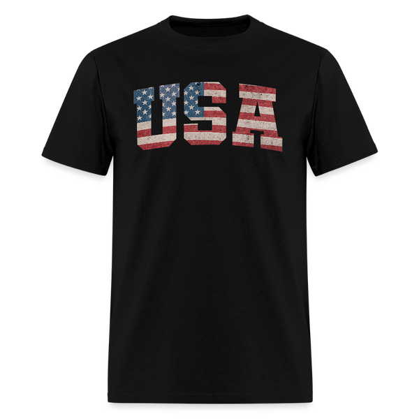 USA US Flag Patriotic 4th of July Retro T Shirt - black